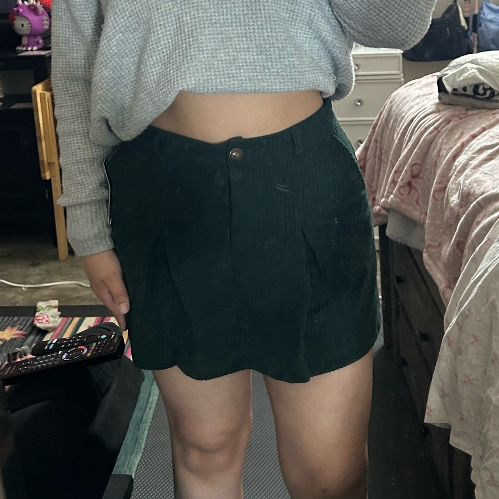 Green corduroy skort